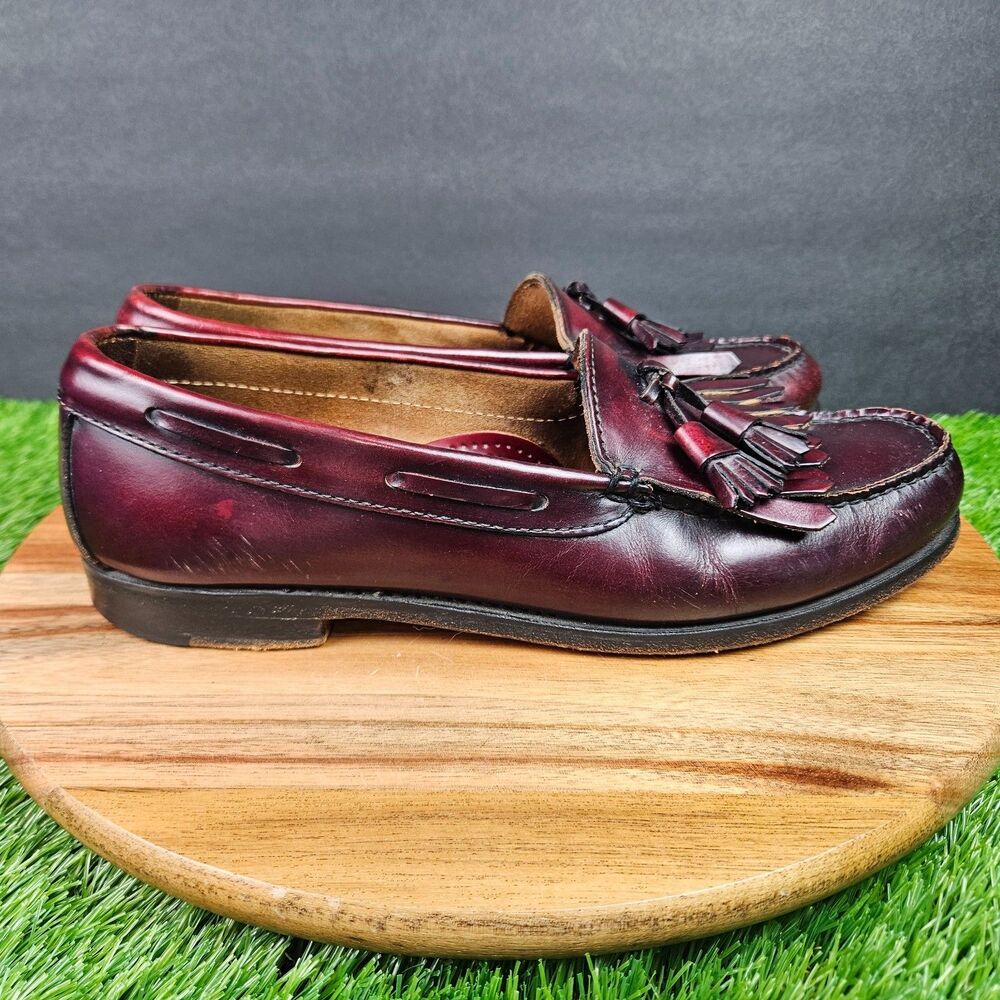 G.H. Bass & Co. Weejuns Layton Loafers Mens 9 B Burgundy Leather Kiltie Tassel